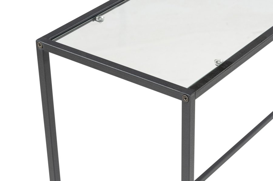 FUNZI LIVING Konsollbord i lerret, rektangulrt - glass og svart metall (100x30)