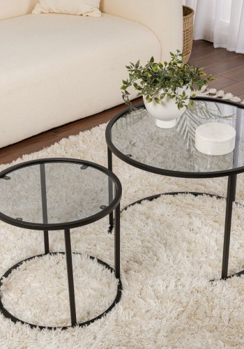 NORDVRK Tokyo sidebord - glass og svart metall (sett med 2)