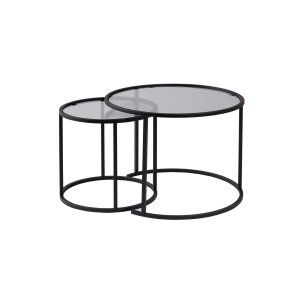 NORDVRK Tokyo sidobord - glas och svart metall (set om 2)