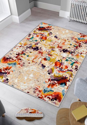 TEPPI WOOKECE311 gulvtppe m. mnster, rektangulr - multifarvet polyester (40x60)