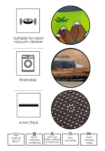 TEPPI WOOKECE311 gulvtppe m. mnster, rektangulr - multifarvet polyester (40x60)