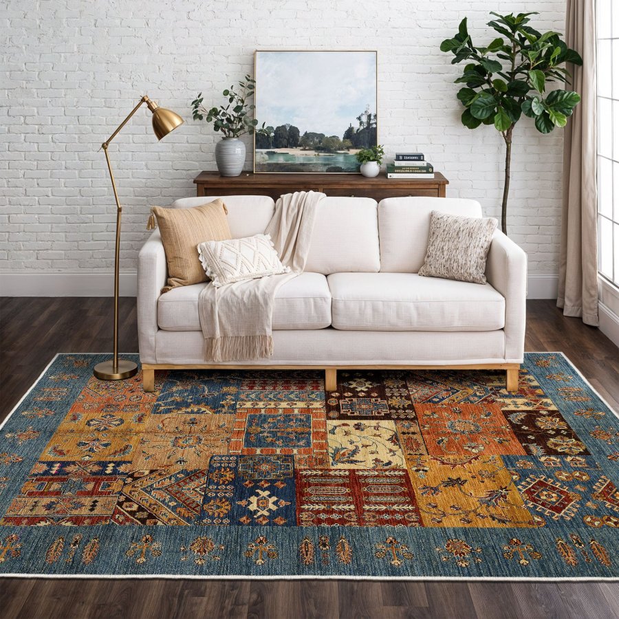 TEPPI EEXFAB445 gulvtppe m. mnster, rektangulr - multifarvet bomuld Tppe (80x150)