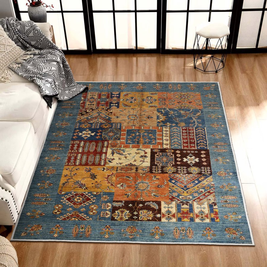 TEPPI EEXFAB445 gulvtppe m. mnster, rektangulr - multifarvet bomuld (160x230)