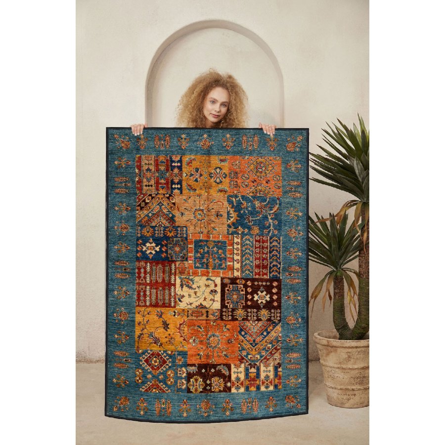 TEPPI EEXFAB445 gulvtppe m. mnster, rektangulr - multifarvet bomuld (160x230)