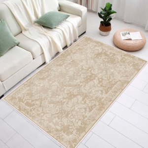 TEPPI EEXFAB797 mnstret teppe, rektangulrt - beige bomull (120x180)
