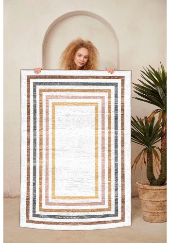 TEPPI EEXFAB878 gulvtppe m. mnster, rektangulr - multifarvet bomuld (160x230)