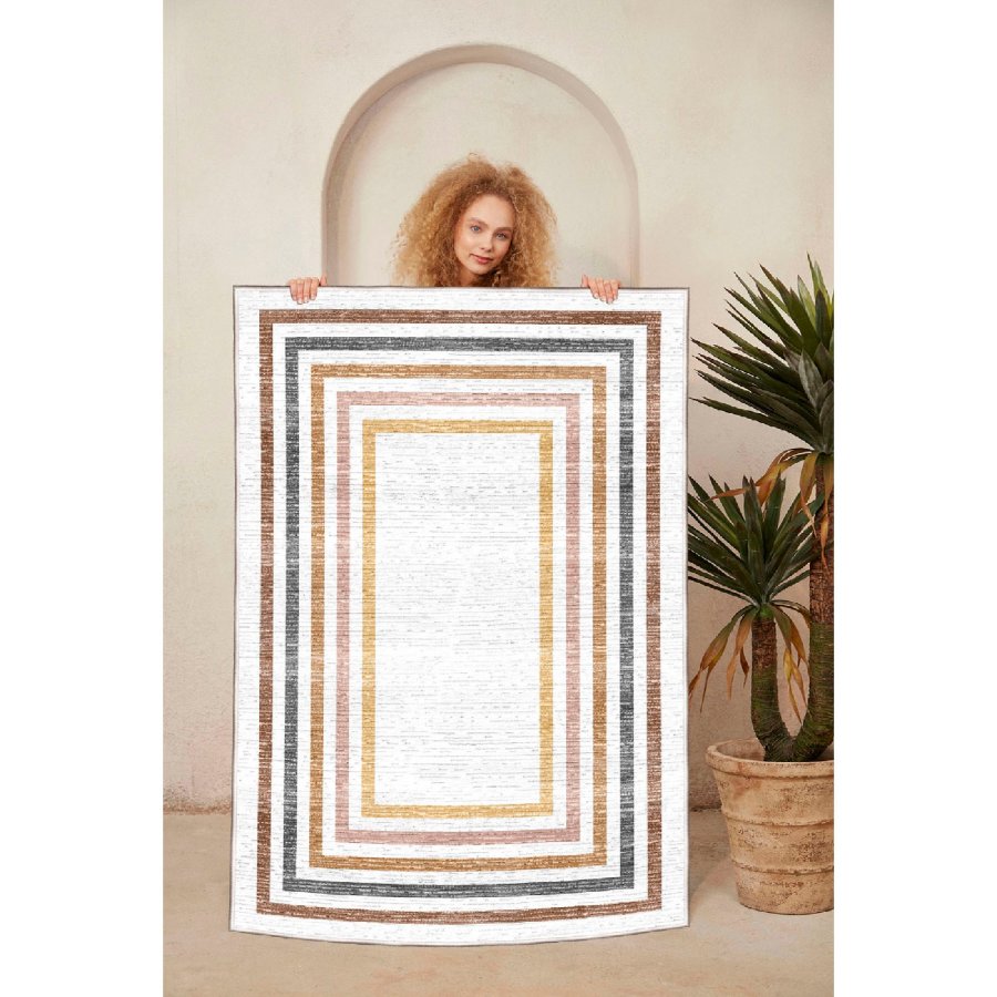 TEPPI EEXFAB878 gulvtppe m. mnster, rektangulr - multifarvet bomuld (160x230)