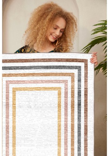 TEPPI EEXFAB878 gulvtppe m. mnster, rektangulr - multifarvet bomuld (160x230)