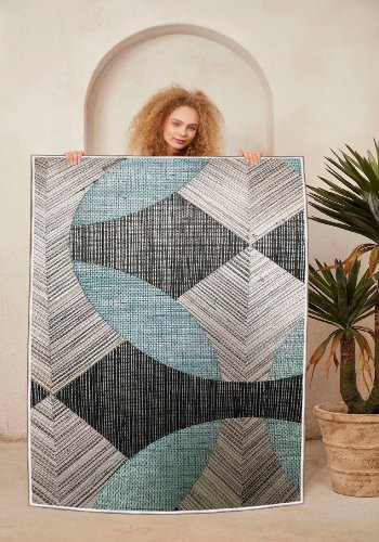 TEPPI WOOSONIL047 gulvtppe m. mnster, rektangulr - multifarvet bomuld (120x180)