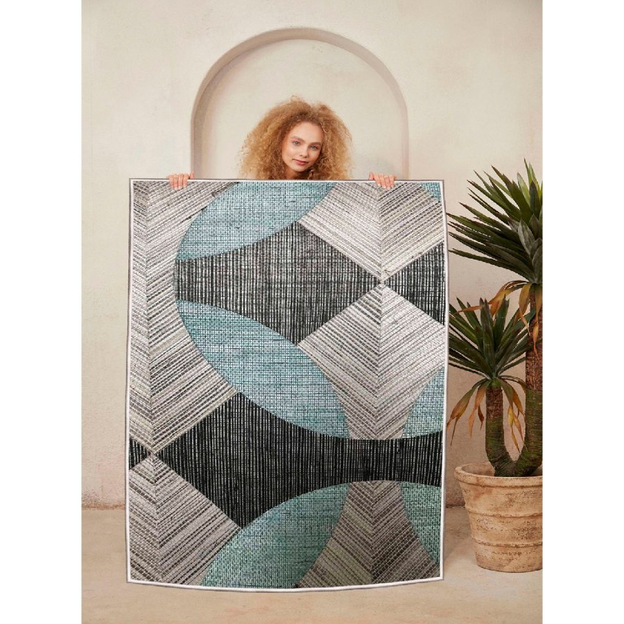 TEPPI WOOSONIL047 gulvtppe m. mnster, rektangulr - multifarvet bomuld (120x180)