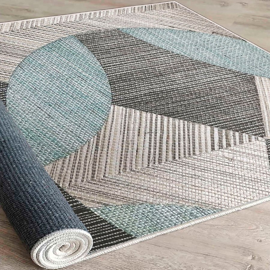 TEPPI WOOSONIL047 gulvtppe m. mnster, rektangulr - multifarvet bomuld (120x180)