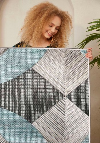 TEPPI WOOSONIL047 gulvtppe m. mnster, rektangulr - multifarvet bomuld (160x230)