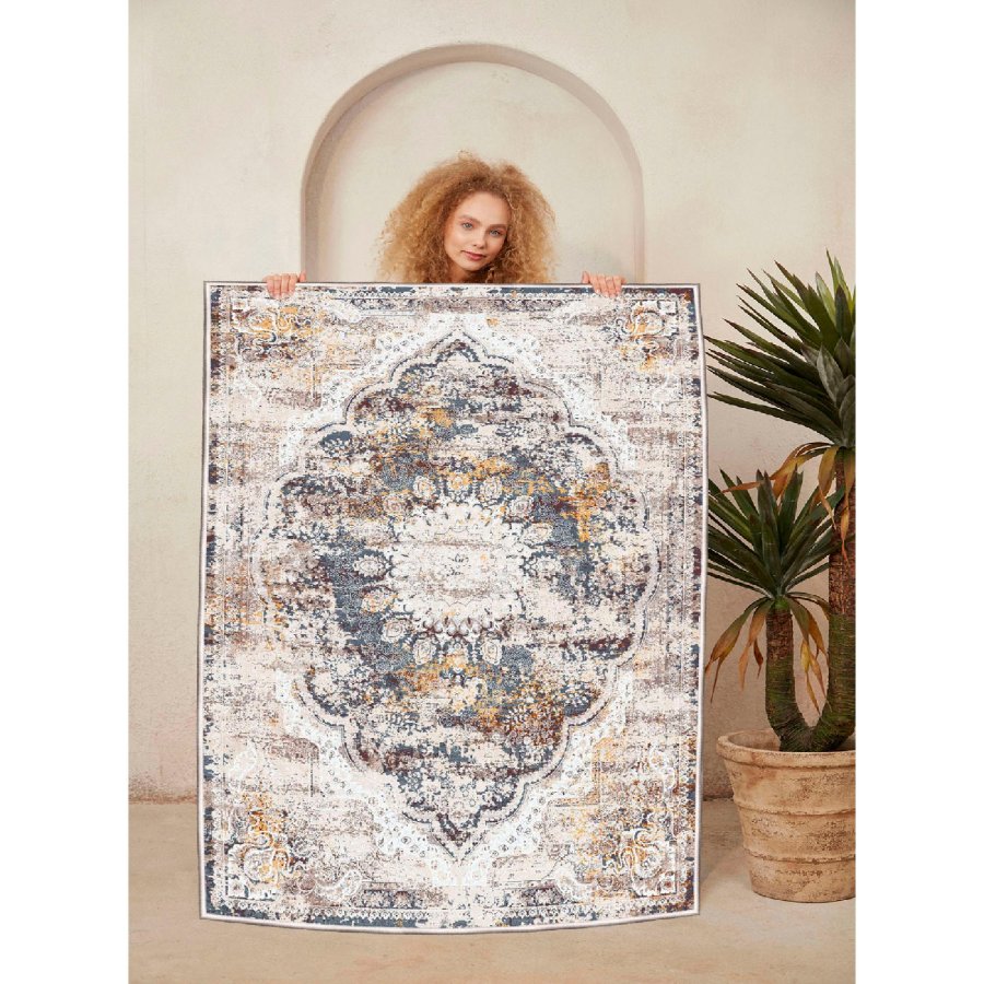 TEPPI WOOSONIL083 gulvtppe m. mnster, rektangulr - multifarvet bomuld (80x150)