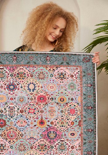 TEPPI WOOSONIL091 gulvtppe m. mnster, rektangulr - multifarvet bomuld (80x150)