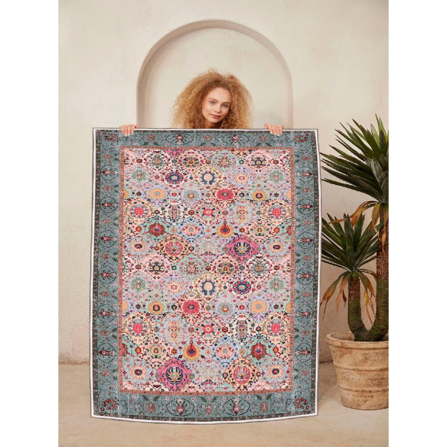 TEPPI WOOSONIL091 gulvtppe m. mnster, rektangulr - multifarvet bomuld (120x180)