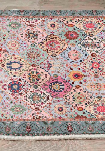 TEPPI WOOSONIL091 gulvtppe m. mnster, rektangulr - multifarvet bomuld (120x180)