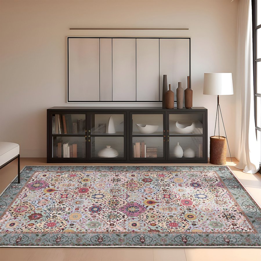 TEPPI WOOSONIL091 gulvtppe m. mnster, rektangulr - multifarvet bomuld (160x230)