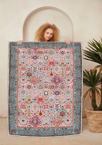 TEPPI WOOSONIL091 gulvtppe m. mnster, rektangulr - multifarvet bomuld (160x230)