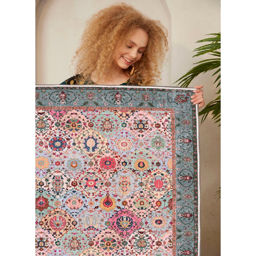 TEPPI WOOSONIL091 gulvtppe m. mnster, rektangulr - multifarvet bomuld (160x230)