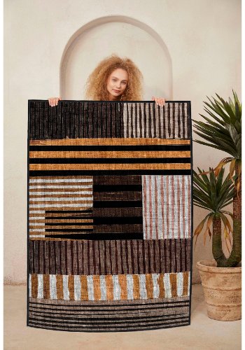 TEPPI WOOSONIL096 mnstret teppe, rektangulrt - flerfarget bomull (50x80)