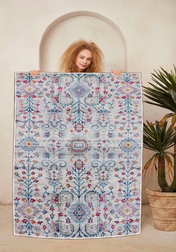 TEPPI WOOSONIL106 gulvtppe m. mnster, rektangulr - multifarvet bomuld (160x230)