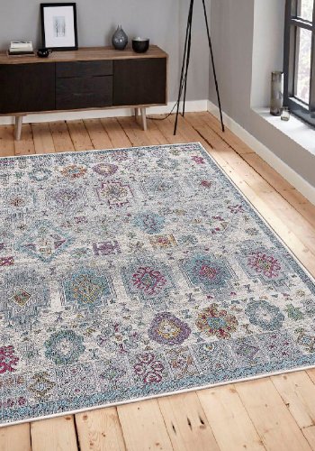 TEPPI WOOSONIL107 gulvtppe m. mnster, rektangulr - multifarvet bomuld (160x230)