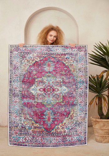 TEPPI WOOSONIL114 gulvtppe m. mnster, rektangulr - multifarvet bomuld (80x150)