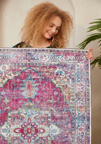 TEPPI WOOSONIL114 gulvtppe m. mnster, rektangulr - multifarvet bomuld (80x150)