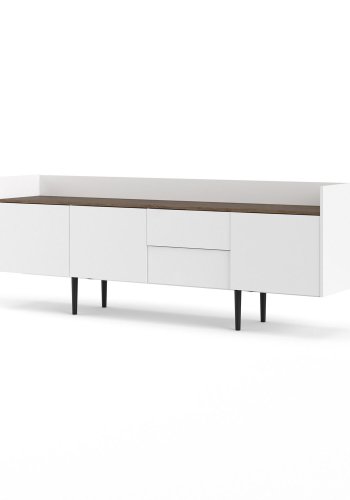 TVILUM Unit Stor skjenk - Hvit/Valntt/Naturfarget kompositttre, (73x196)