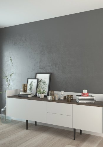 TVILUM Unit Stor skjenk - Hvit/Valntt/Naturfarget kompositttre, (73x196)