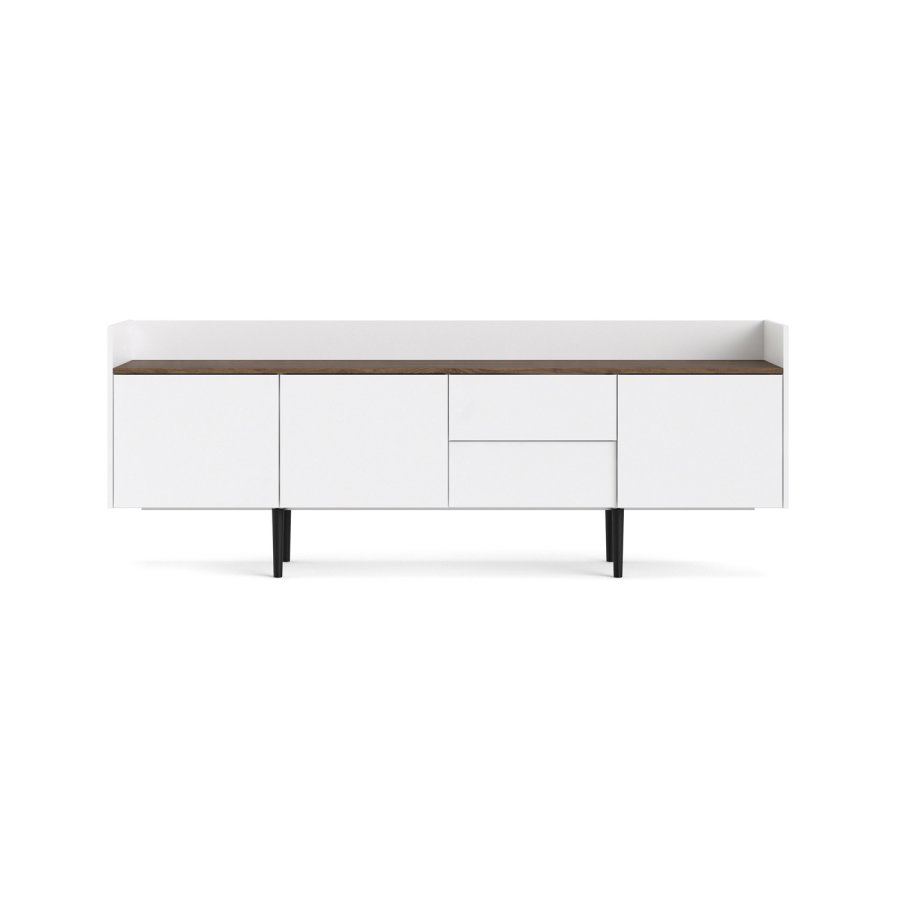 TVILUM Unit Stor skjenk - Hvit/Valntt/Naturfarget kompositttre, (73x196)