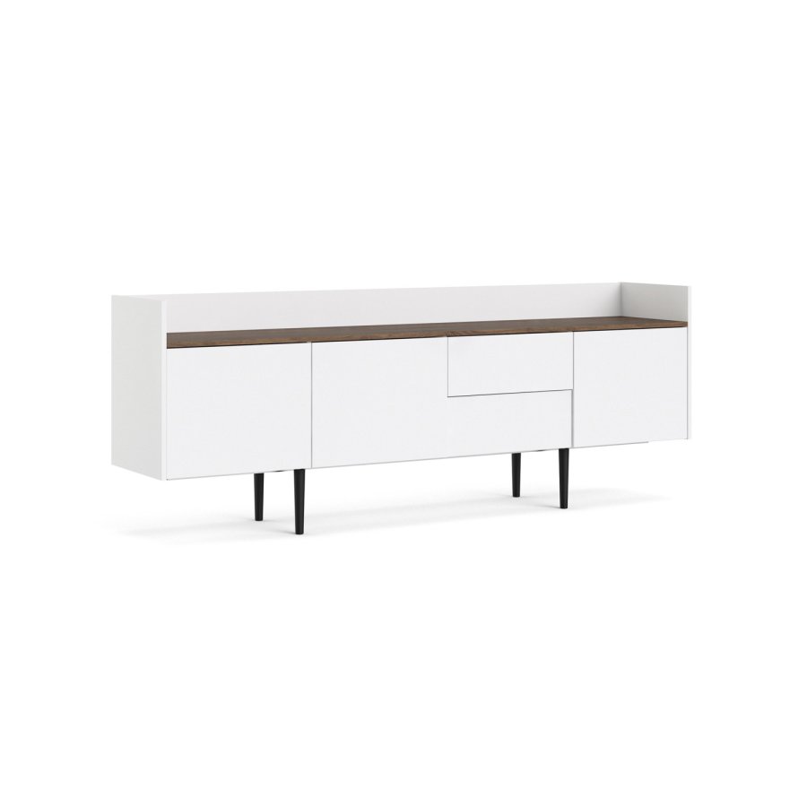 TVILUM Unit Stor skjenk - Hvit/Valntt/Naturfarget kompositttre, (73x196)