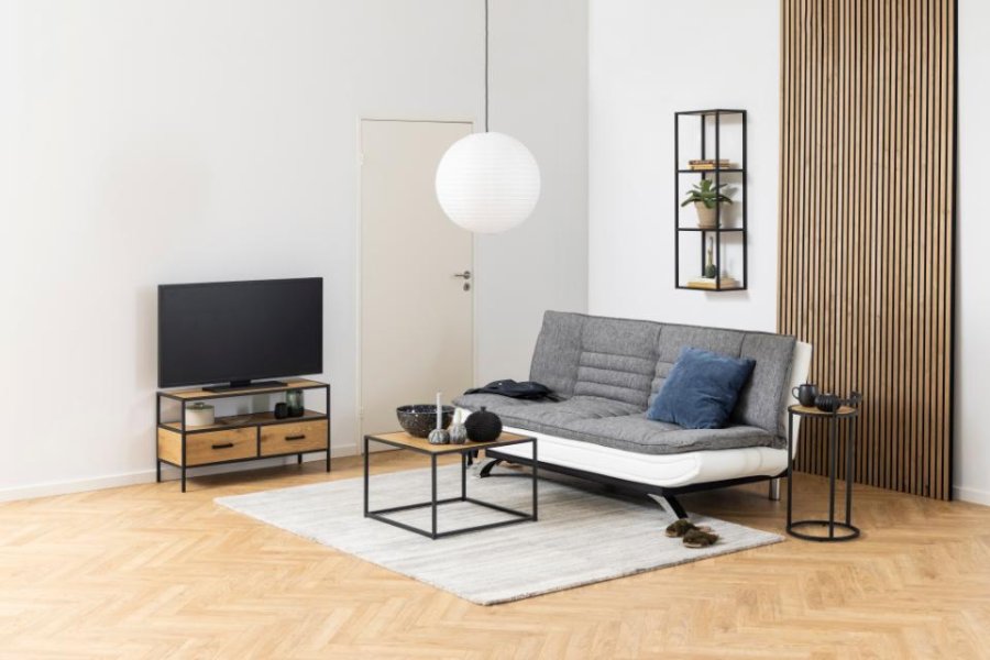 ACT NORDIC Seaford Wandregal - Natur/Schwarzpapier Wildeiche/Metall, mit 4 Böden