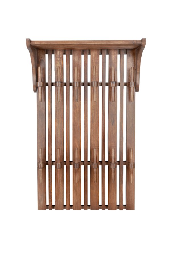 DUTCHBONE Jakub Hutständer, mit Haken – walnussfarbenes Mangoholz