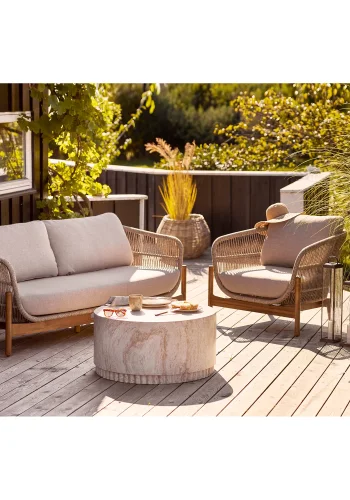 HOUSE NORDIC Terracina Lounge Chair - Loungestol, akasie, beige, inkl. pute