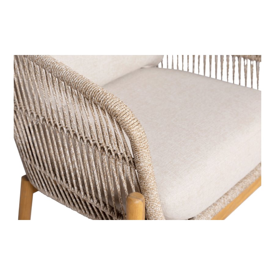 HOUSE NORDIC Terracina Lounge Chair - Loungestol, akasie, beige, inkl. pute