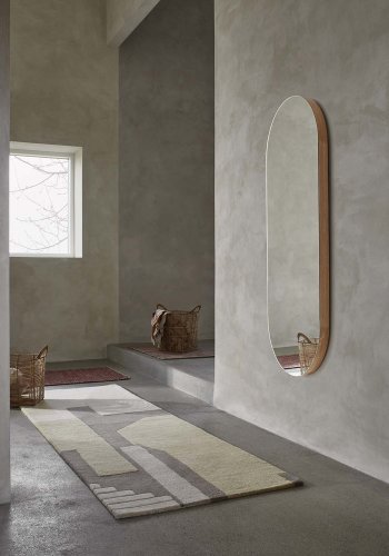 BROSTE COPENHAGEN ovaler Alva Wandspiegel – Spiegelglas und Natureiche (62x158)