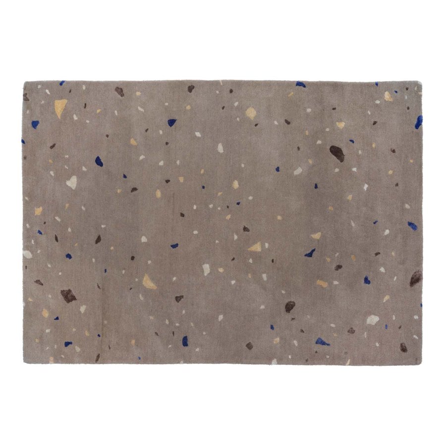 BROSTE COPENHAGEN Terrazzo-Teppich, rechteckig, braune und mehrfarbige Wolle (140 x 200)