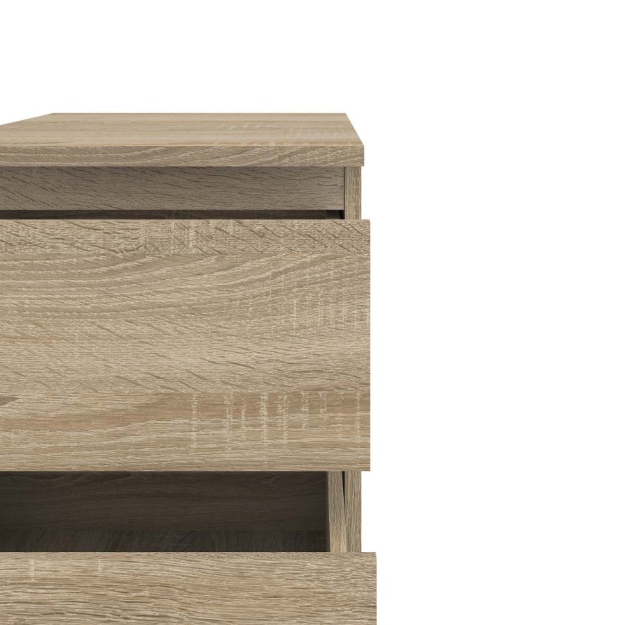 TVILUM Nova Nattbord - Naturfarget kompositttre, eikestruktur, 2 skuffer, Firkantet, (48x34)