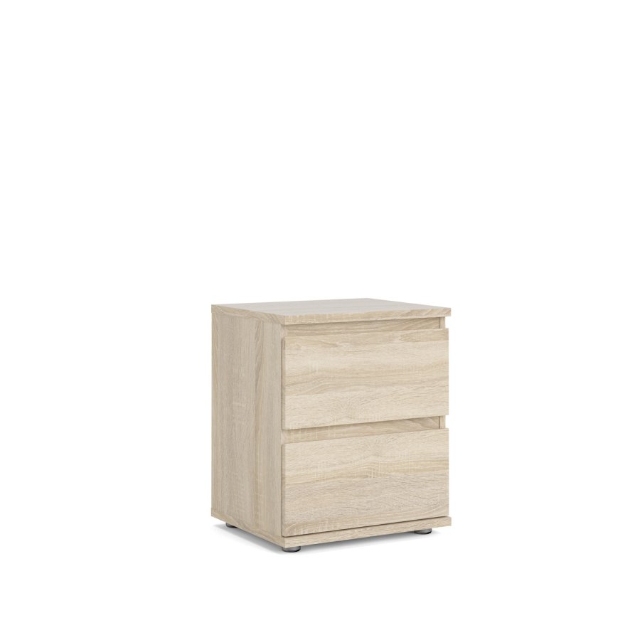 TVILUM Nova Nattbord - Naturfarget kompositttre, eikestruktur, 2 skuffer, Firkantet, (48x34)