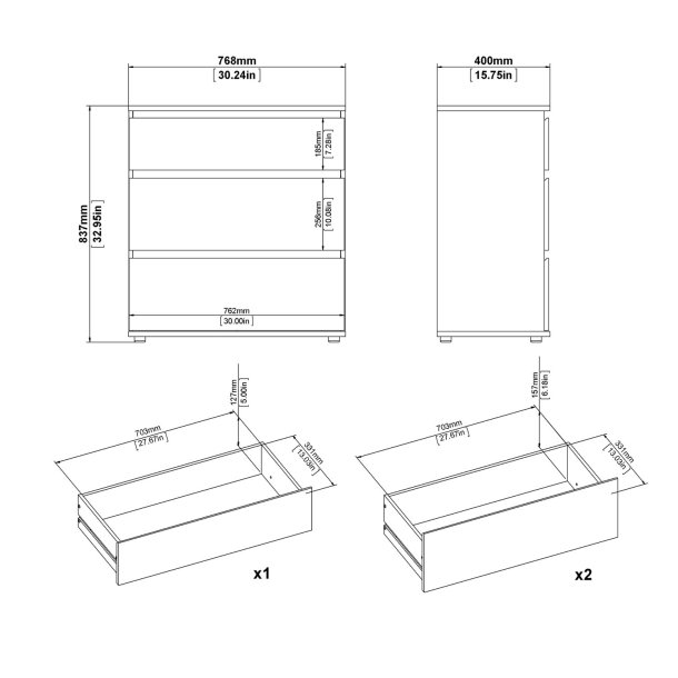 Nova  Kommode - Hvid komposittr, (84x40)