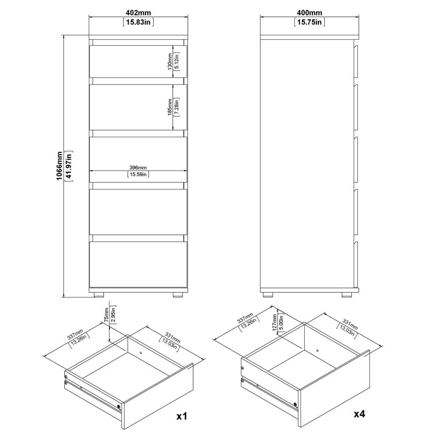 TVILUM Nova  Kommode – Weißes Verbundholz, (107 x 40)