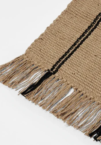 BROSTE COPENHAGEN Yuki Teppich, rechteckig – natürliche Jute und schwarze Baumwolle (200 x 140)