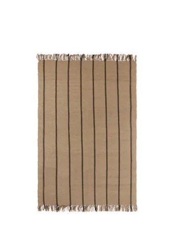 BROSTE COPENHAGEN Yuki Teppich, rechteckig – natürliche Jute und schwarze Baumwolle (200 x 140)