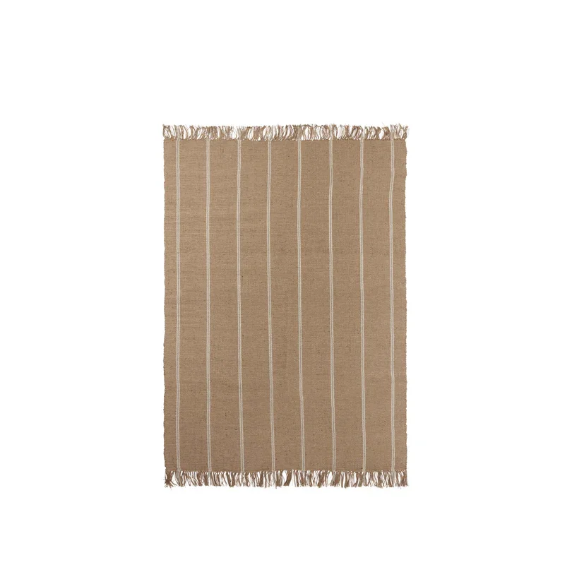 BROSTE COPENHAGEN Yuki-Teppich, rechteckig – natürliche Jute und weiße Baumwolle (200 x 140)