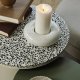 BROSTE COPENHAGEN Agari Beistelltisch, rund – grau/schwarzer Terrazzo und Rainy Day Grauguss (45)