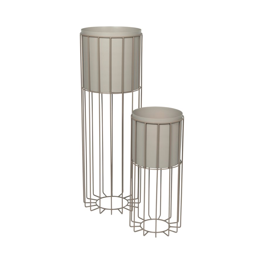 BROSTE COPENHAGEN Fenja stativ med trekk - taupe jern (sett med 2)