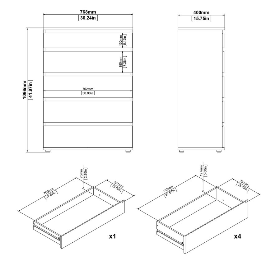 TVILUM Nova kommode ? hvit kompositttre, (107x76)