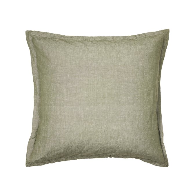 BROSTE COPENHAGEN Linn Kissenbezug, quadratisch – Traubenblattgrün, Baumwolle/Leinen (60 x 60)
