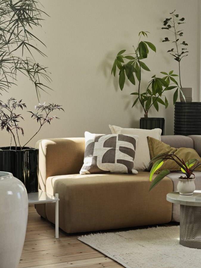 BROSTE COPENHAGEN Linn Kissenbezug, quadratisch – Castle Beige Baumwolle/Leinen (50x50)